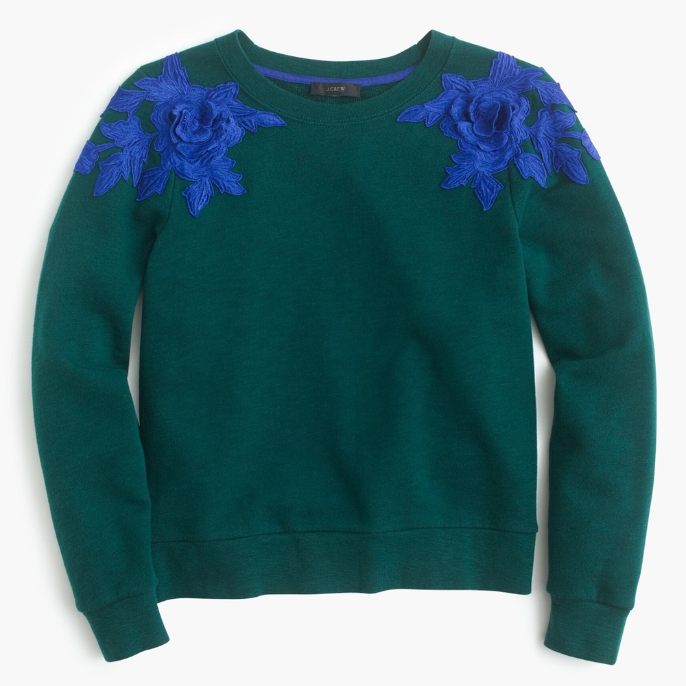 J. Crew Floral Appliqué Sweatshirt XL